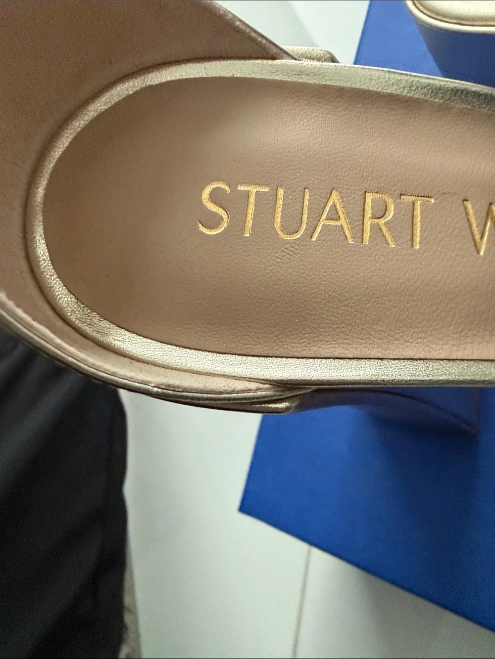 Stuart Weitzman Metallic Gold Platform Slingback Heels